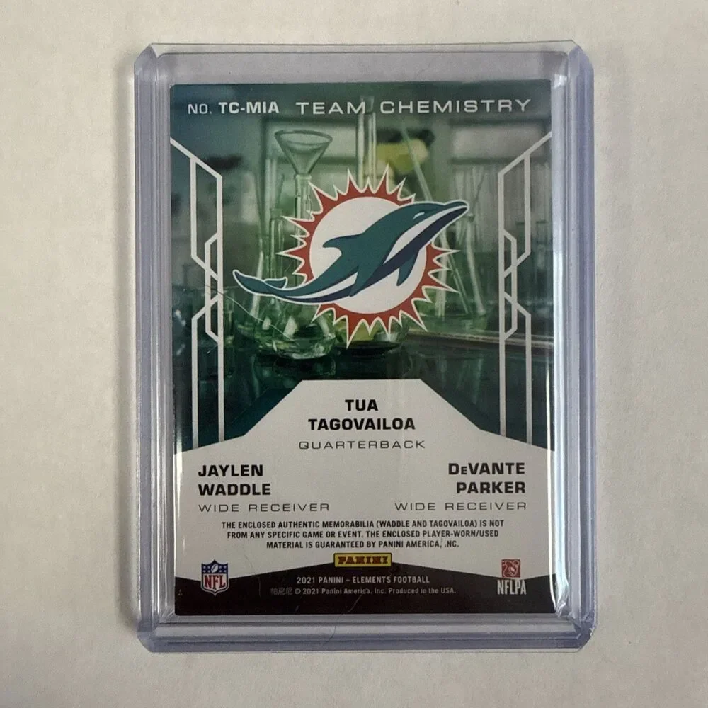 2021 51/75 Tua Tagovailoa Jaylen Waddle Devonte Parker Jersey Card Panini Miami